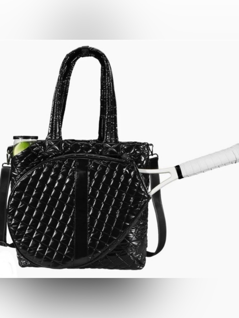 Oliver Thomas Quilted RARE Black lacquer color Tennis Tote Bag
